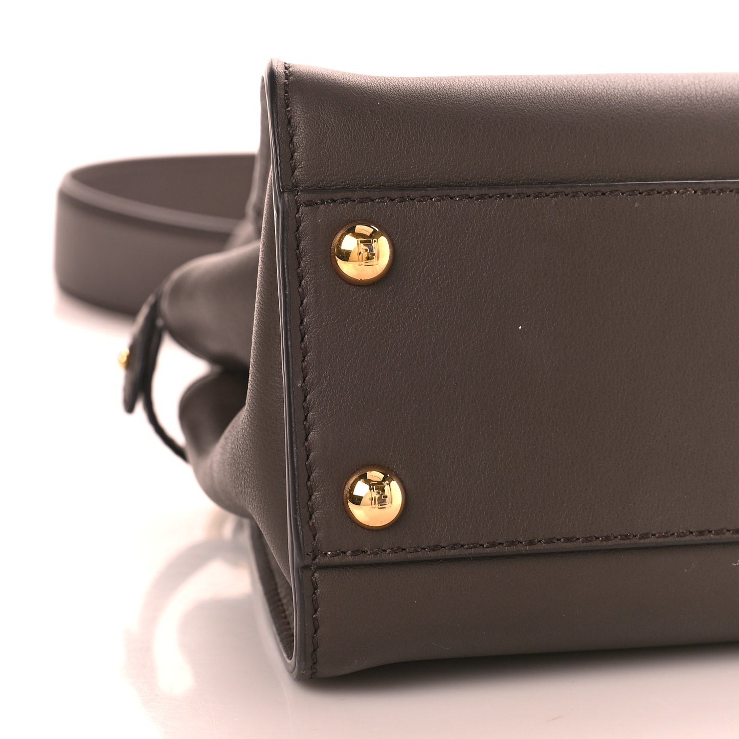 Vitello Seta Suede FF Mini Peekaboo Iconic Satchel Chocolate Sigaro Marrone