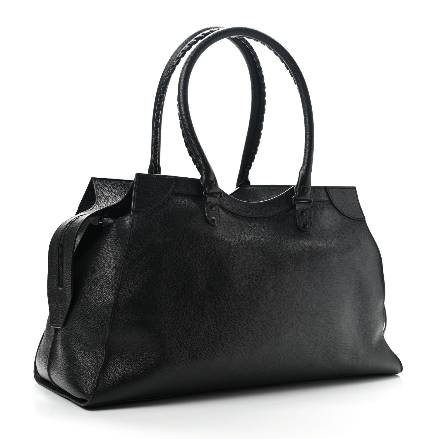 Balenciaga Grained Calfskin Neo Classic Black Hardware Large Top Handle Bag Black 2 of 12