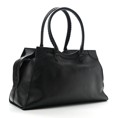 Balenciaga Grained Calfskin Neo Classic Black Hardware Large Top Handle Bag Black 2 of 12