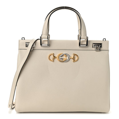 Gucci Grainy Calfskin Medium Zumi Top Handle Bag Mystic White 1 of 9