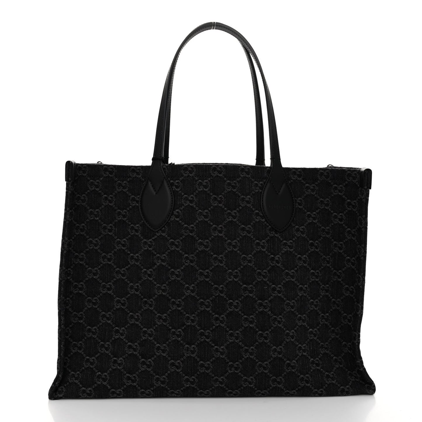 Denim Ophidia GG Monogram Large Tote Black Grey