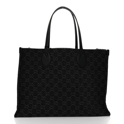 Gucci Denim Ophidia GG Monogram Large Tote Black Grey 3 of 12