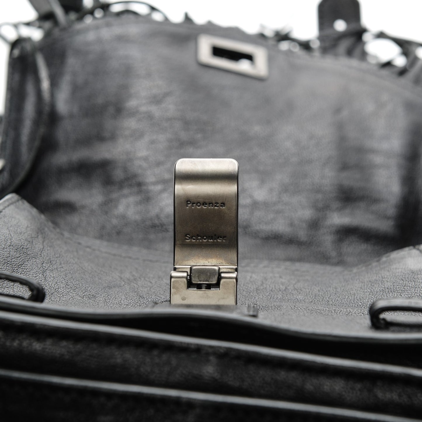 Lambskin Fringe PS1 Crossbody Pouch Black