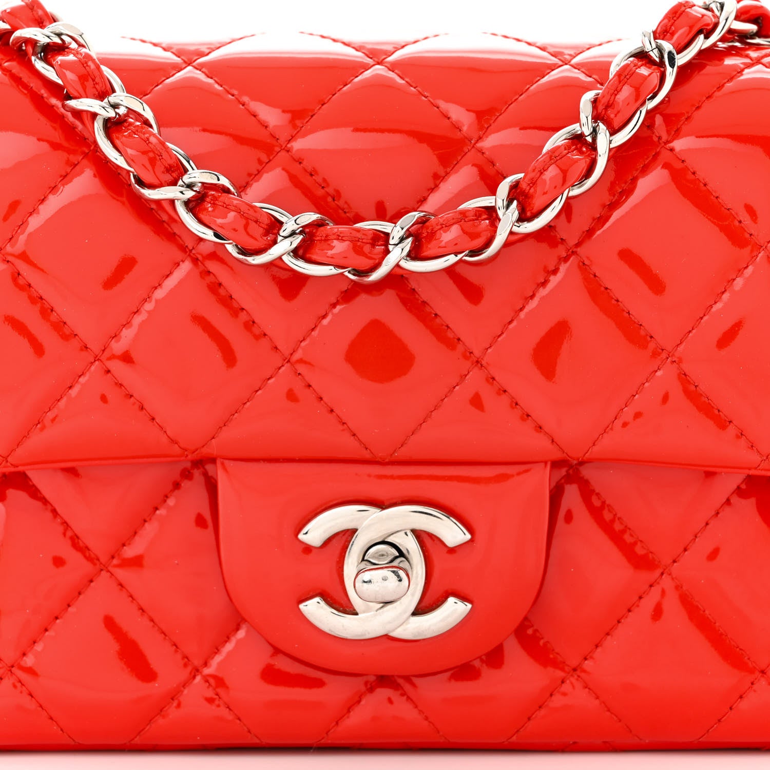 Chanel Patent Calfskin Quilted Mini Rectangular Flap Red 8 of 11