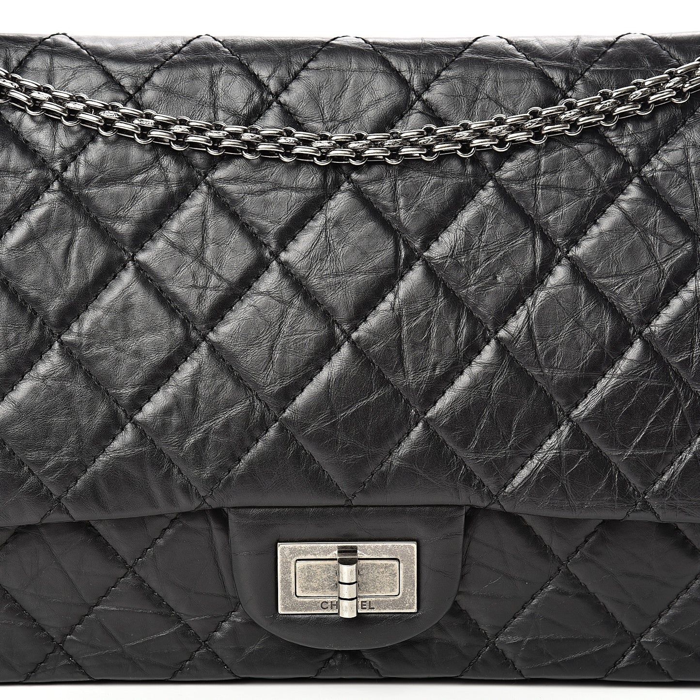 Aged Calfskin Quilted 2.55 Reissue 227 Flap Black