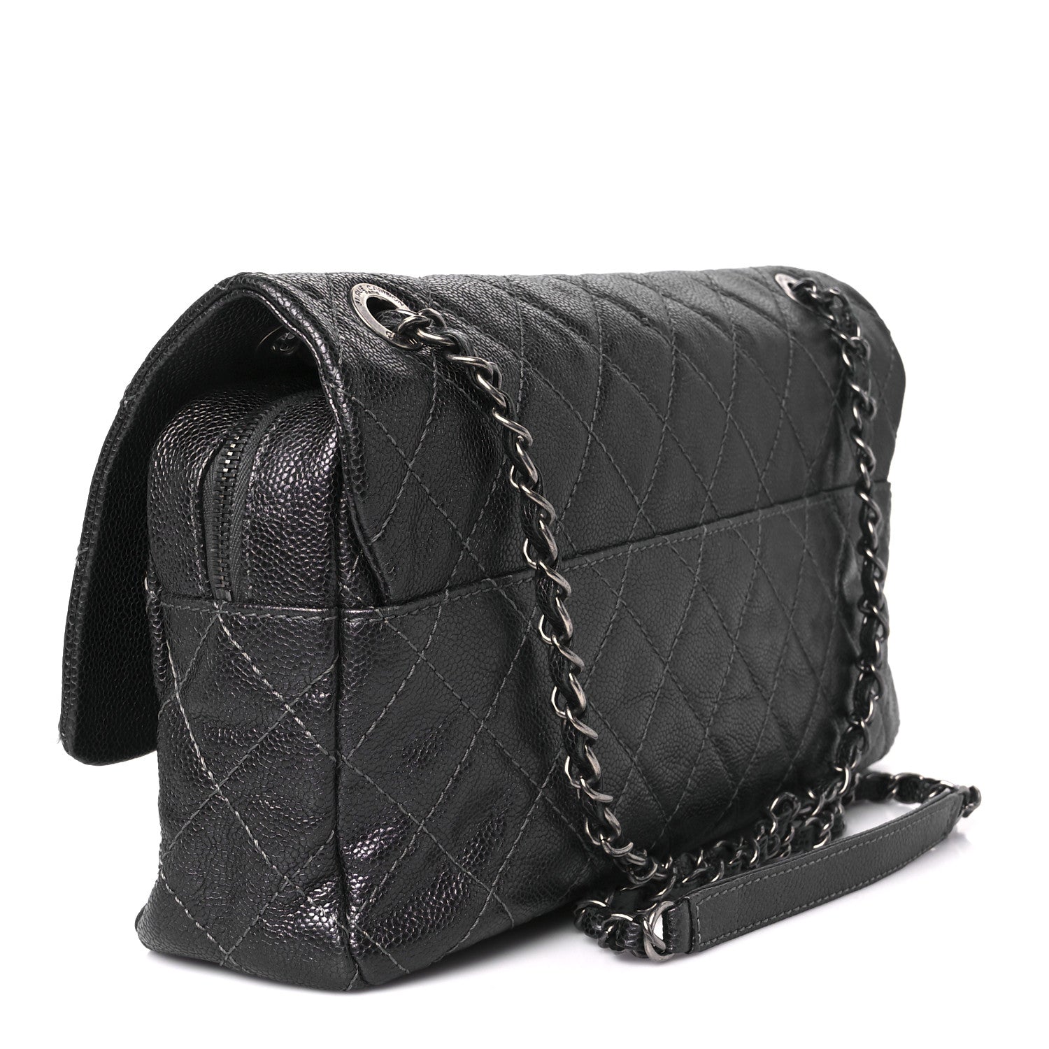 Chanel Iridescent Caviar Quilted Jumbo Easy Flap Grey 3 of 11