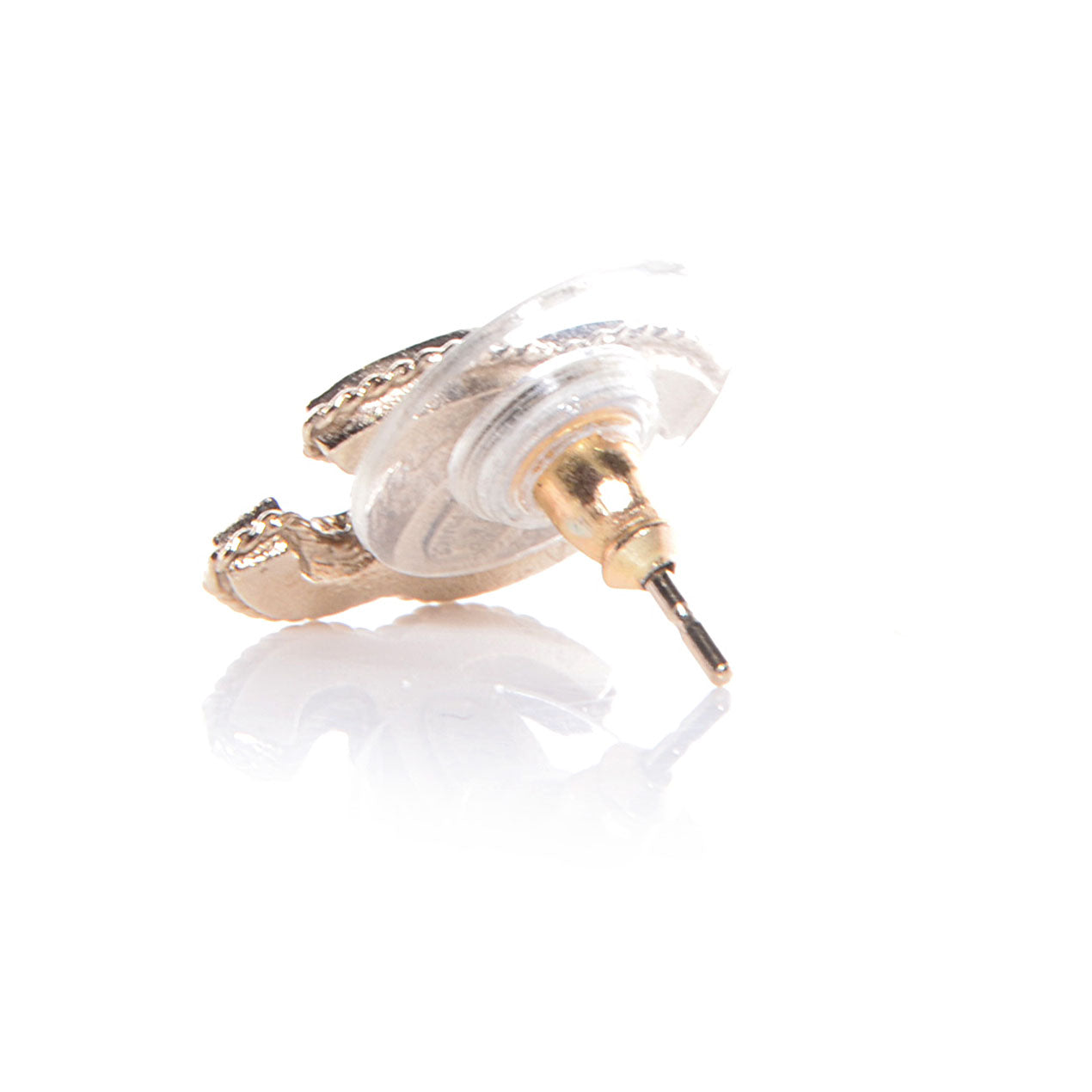 Chanel Hammered CC Earrings Gold 3 of 5