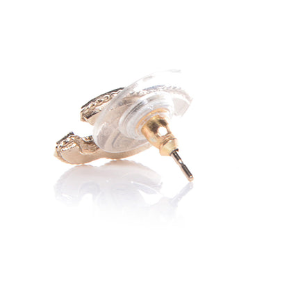 Chanel Hammered CC Earrings Gold 3 of 5
