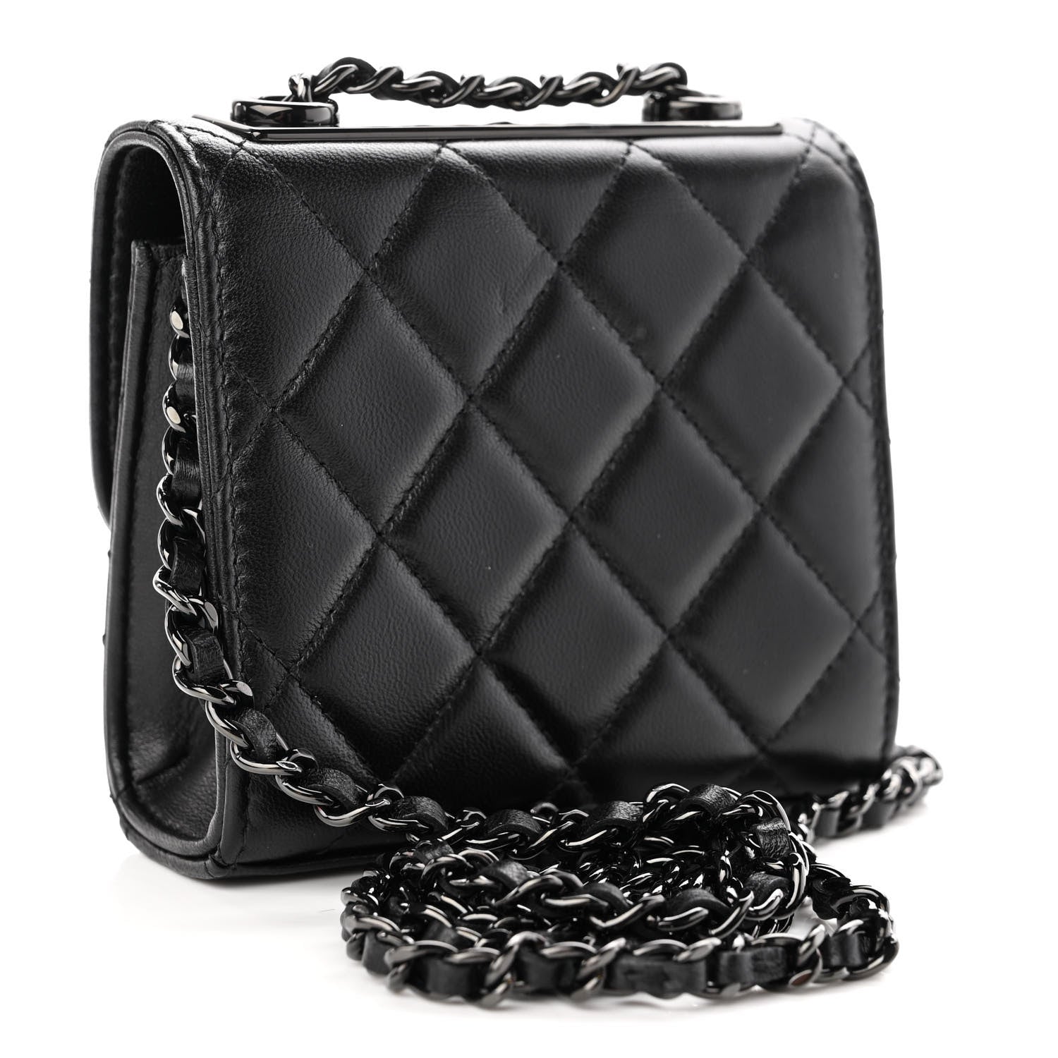Chanel Lambskin Quilted Mini Trendy CC Chain Wallet So Black 3 of 10