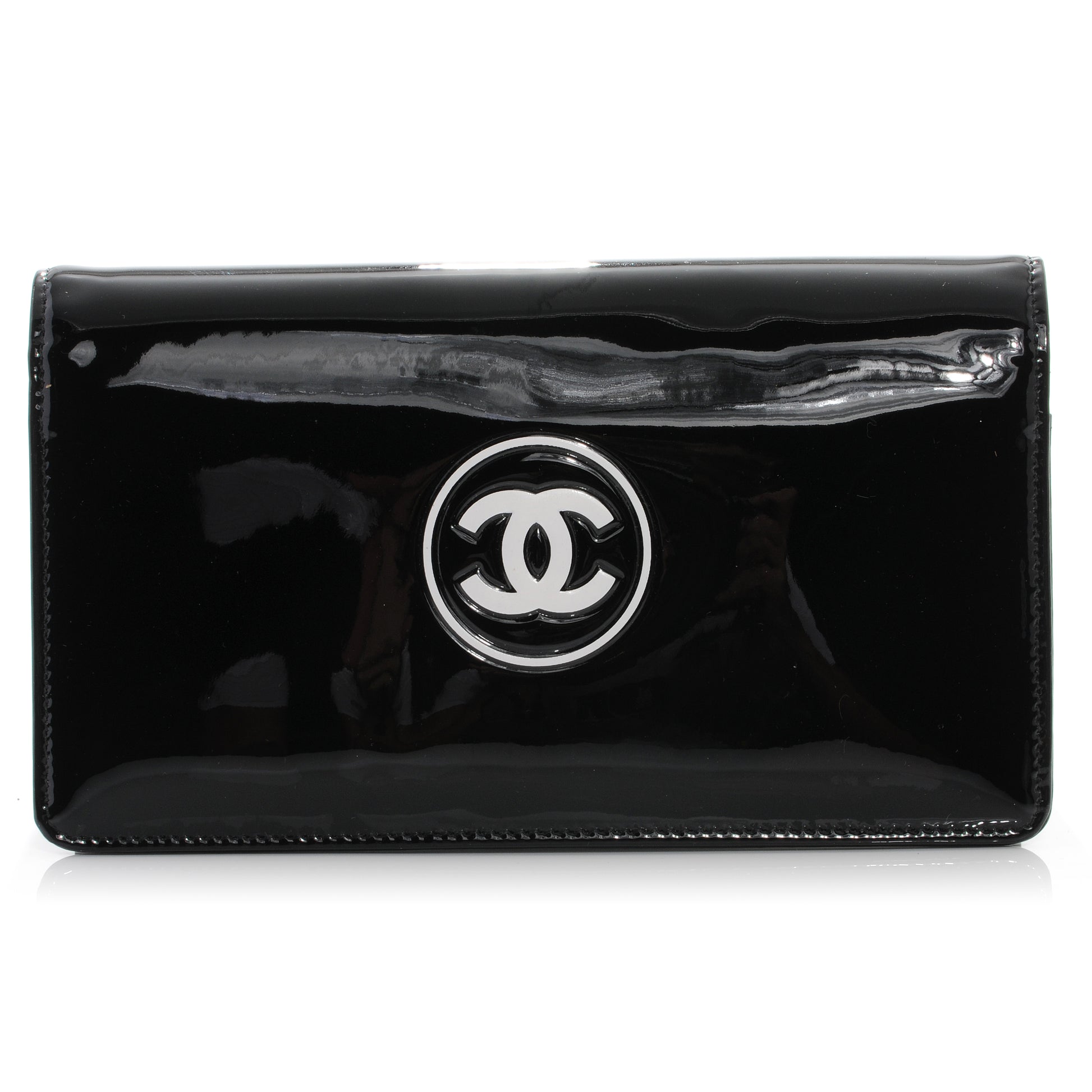 Chanel Patent CC Yen Wallet Black and White 1 of 7