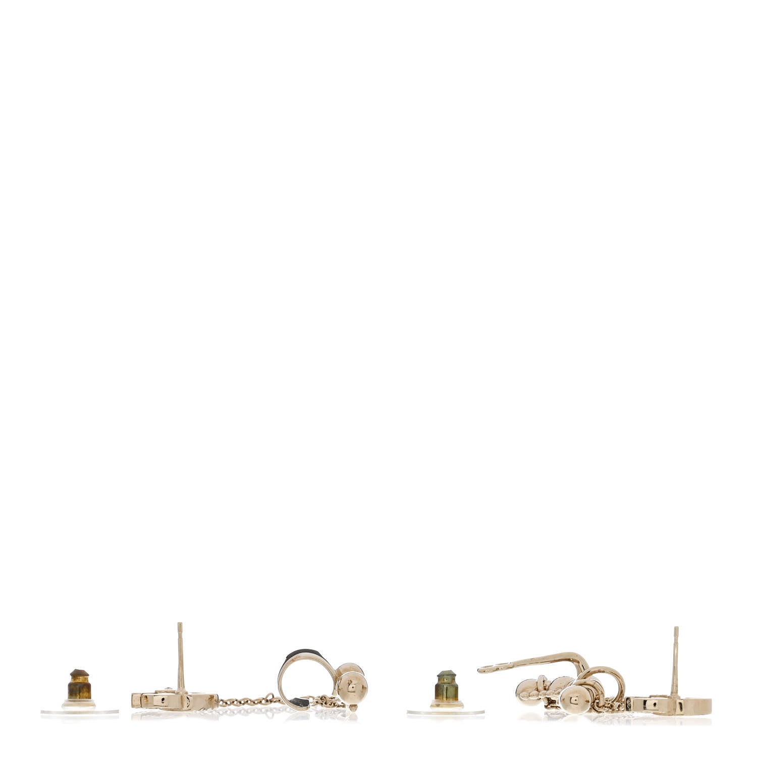 Chanel Metal Crystal CC Chain Cuff Earrings Gold 3 of 5