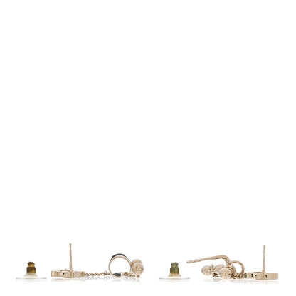 Chanel Metal Crystal CC Chain Cuff Earrings Gold 3 of 5