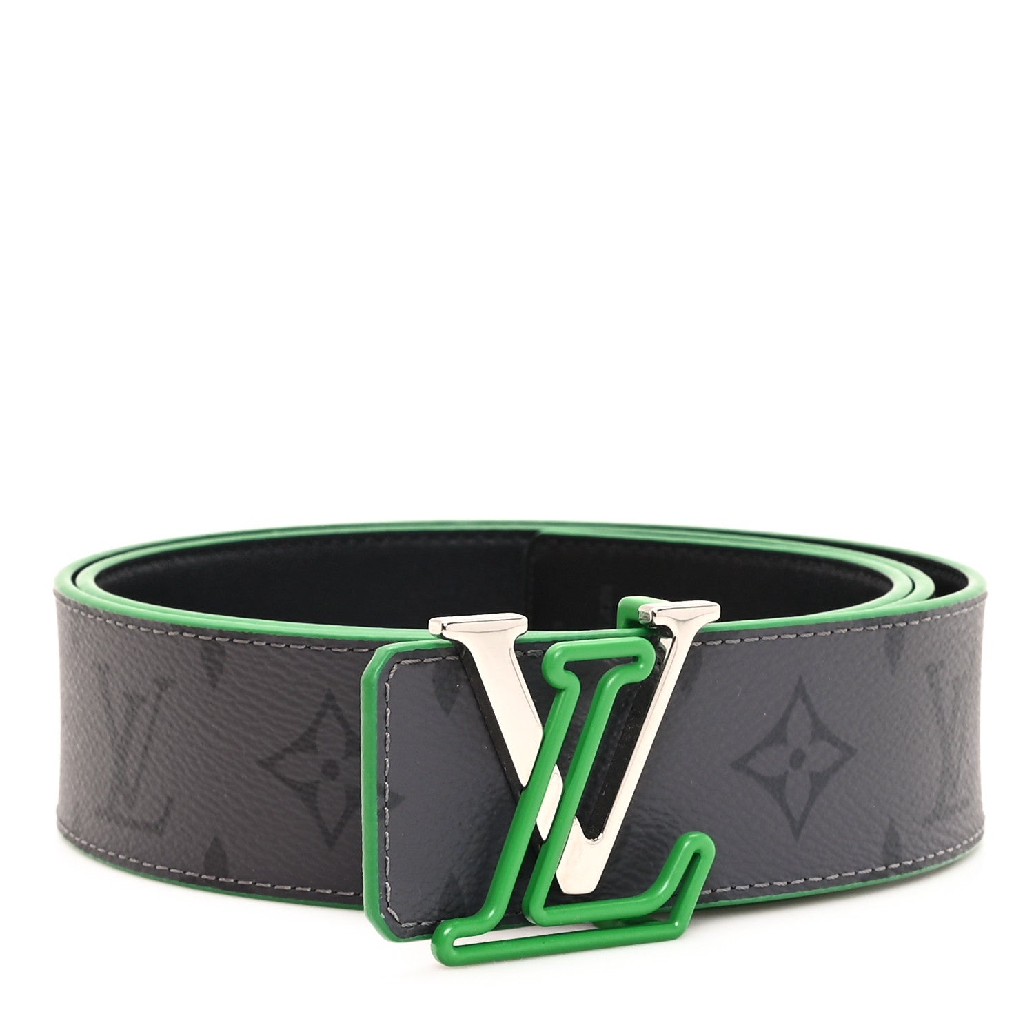 Louis Vuitton Monogram Eclipse Taigarama 40mm LV Initiales Reversible Belt 95 38 Green 1 of 6