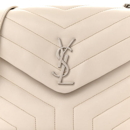 Saint Laurent Calfskin Y Quilted Monogram Small Loulou Chain Satchel Ivory 8 of 12