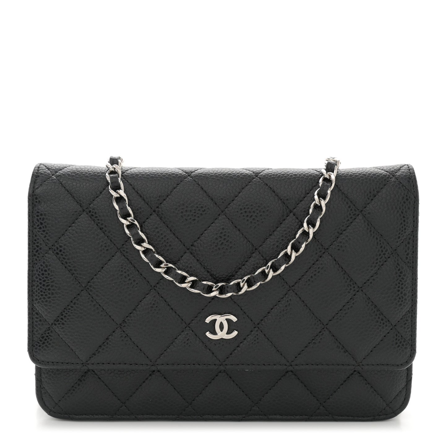 Caviar Quilted Wallet on Chain WOC Black