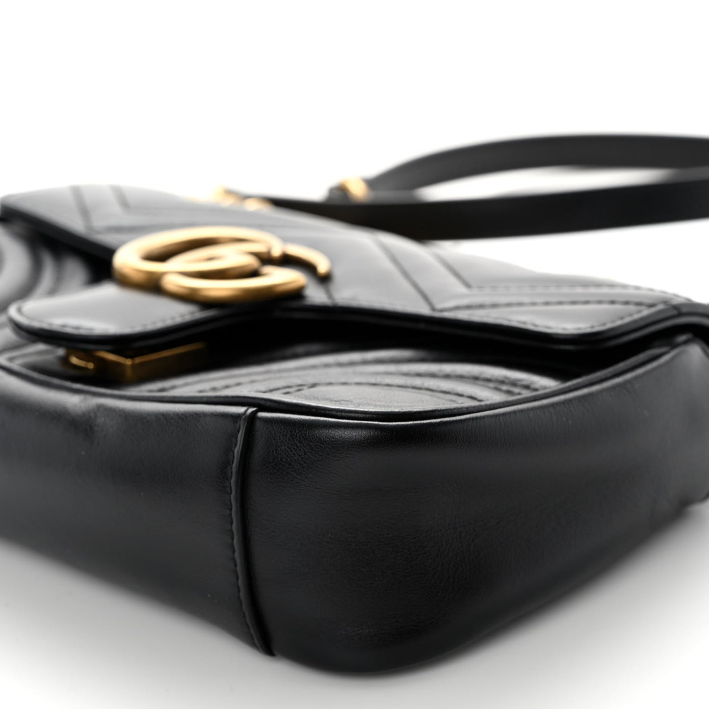 Calfskin Matelasse Mini GG Marmont Shoulder Bag Black