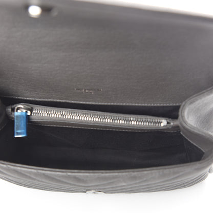 Saint Laurent Sheepskin Matelasse Chevron Monogram Medium College Bag Light Coal 4 of 9