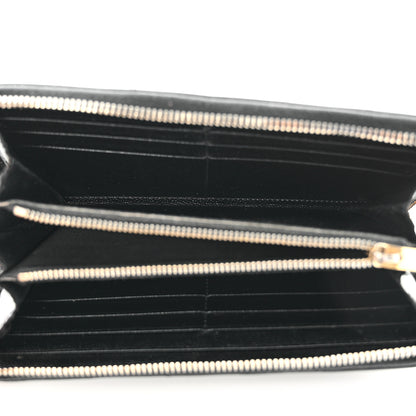 Saint Laurent Grain De Poudre Matelasse Chevron Monogram Zip Around Wallet Black 5 of 14