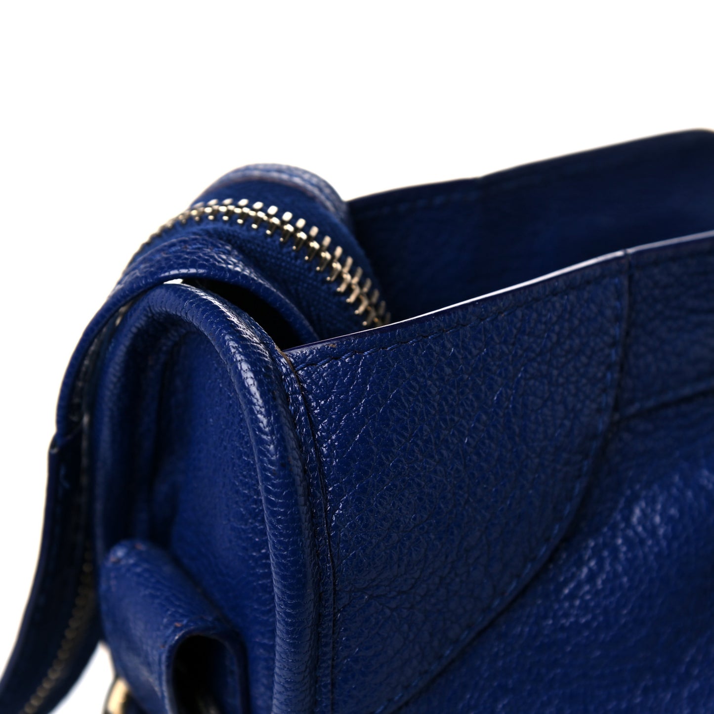 Chevre Gold Metallic Edge Hardware City Bleu Roi