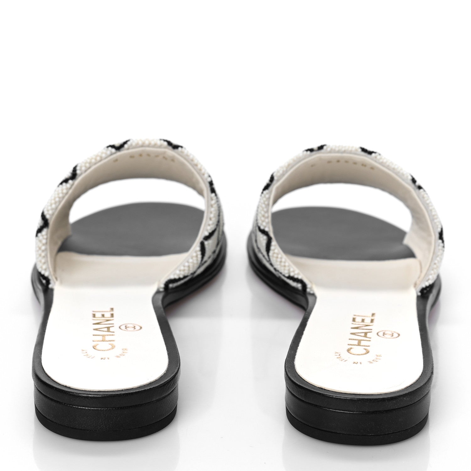 Chanel Pearl Embroidery CC Mules 40 Black White 5 of 10