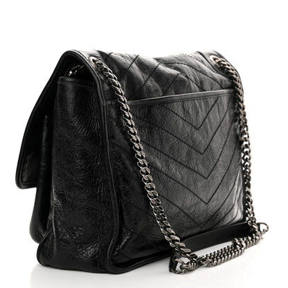 Saint Laurent Crinkled Calfskin Matelasse Monogram Large Niki Chain Satchel Black 3 of 13