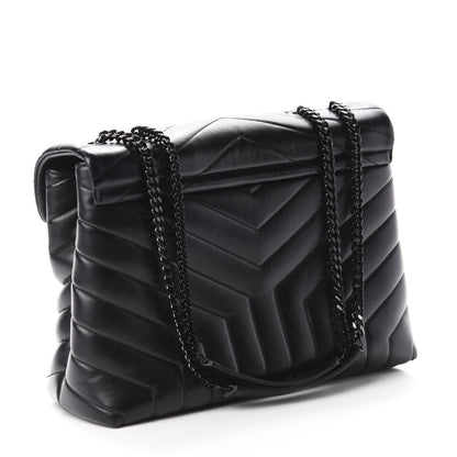 Saint Laurent Calfskin Y Quilted Monogram Medium Loulou Chain Satchel Black 3 of 11