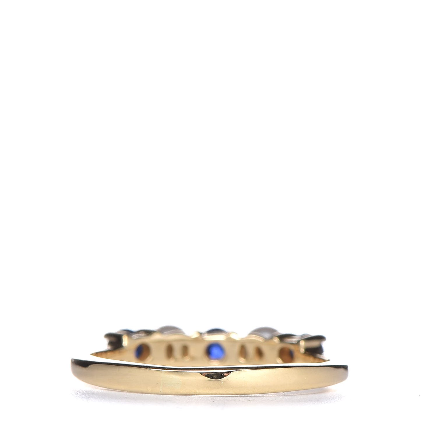 18K Yellow Gold Blue Sapphire Pearl Ring 48 4.5