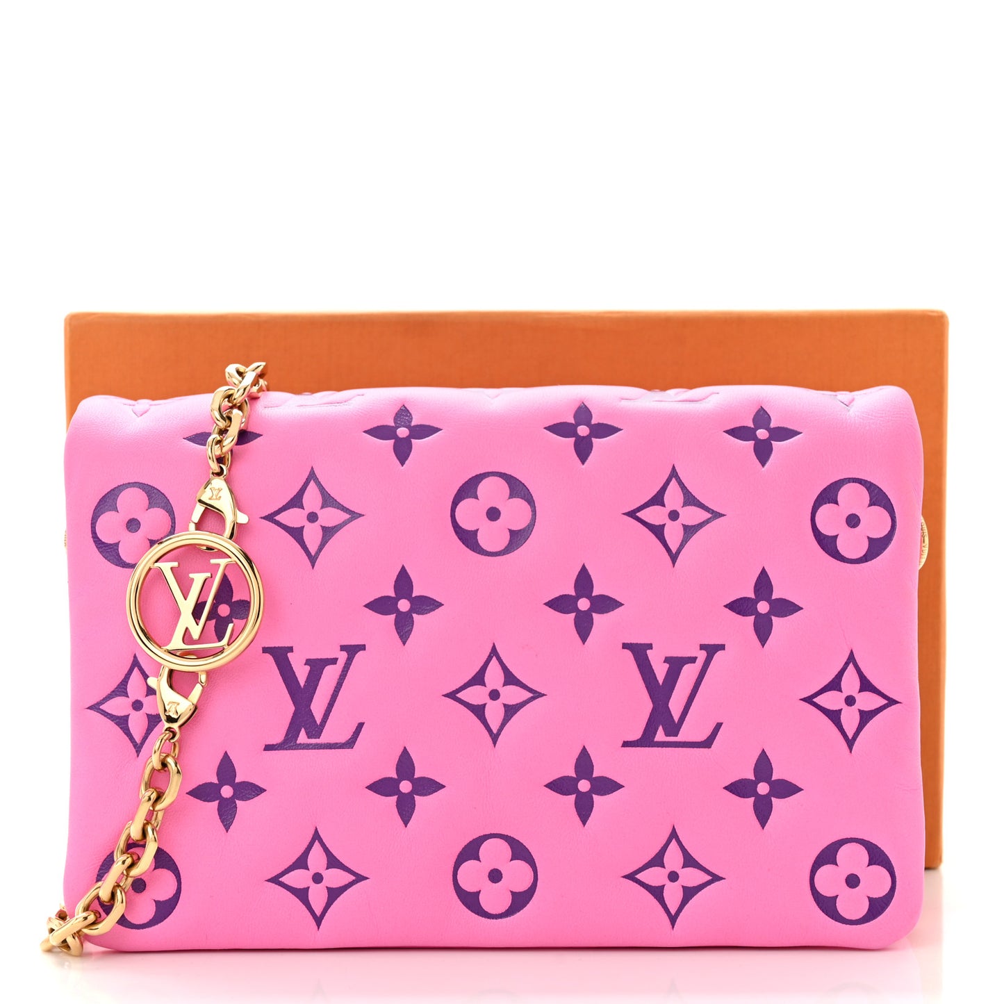 Lambskin Embossed Monogram Vuittamins Pochette Coussin Rose Violet