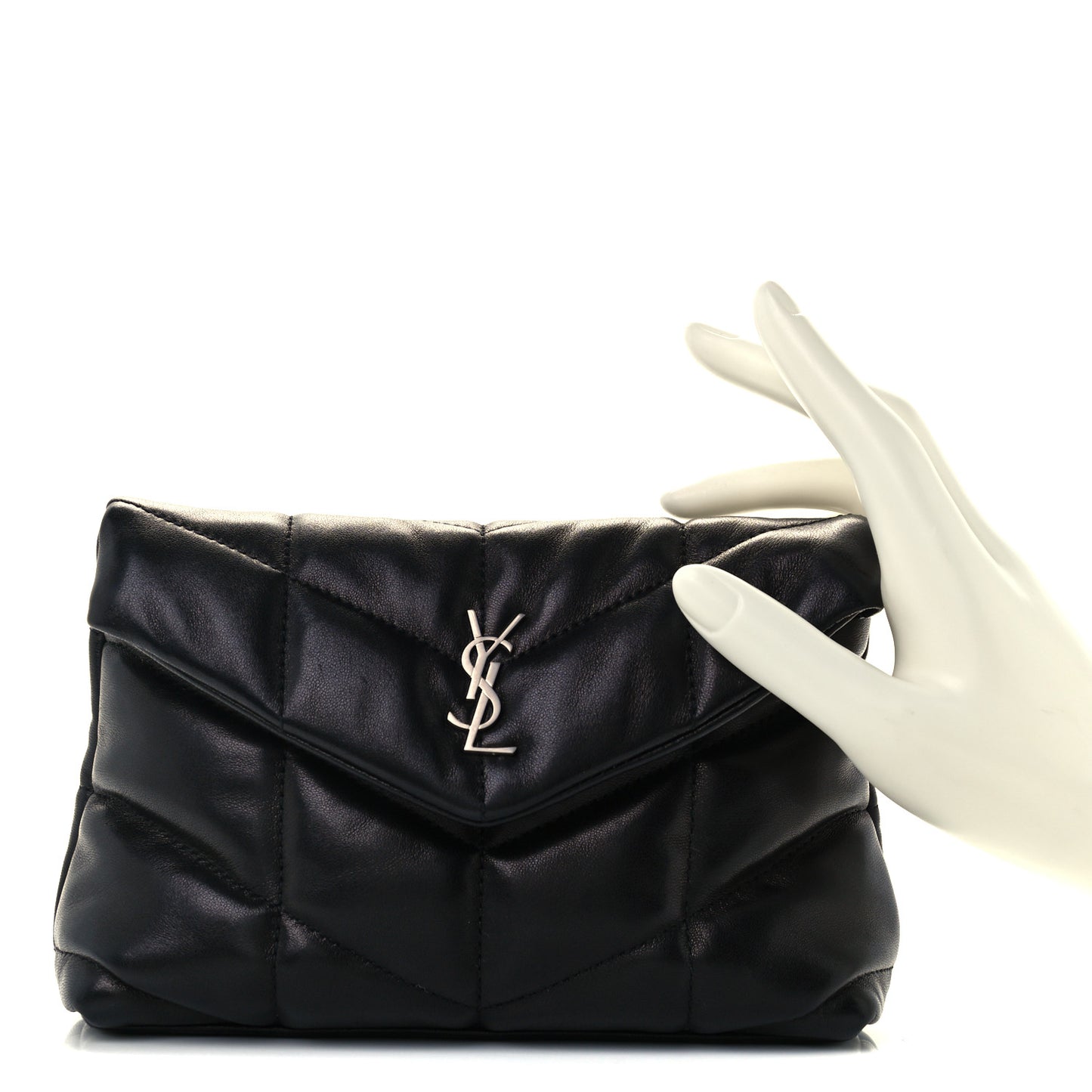 Lambskin Monogram Loulou Puffer Pouch Clutch Black