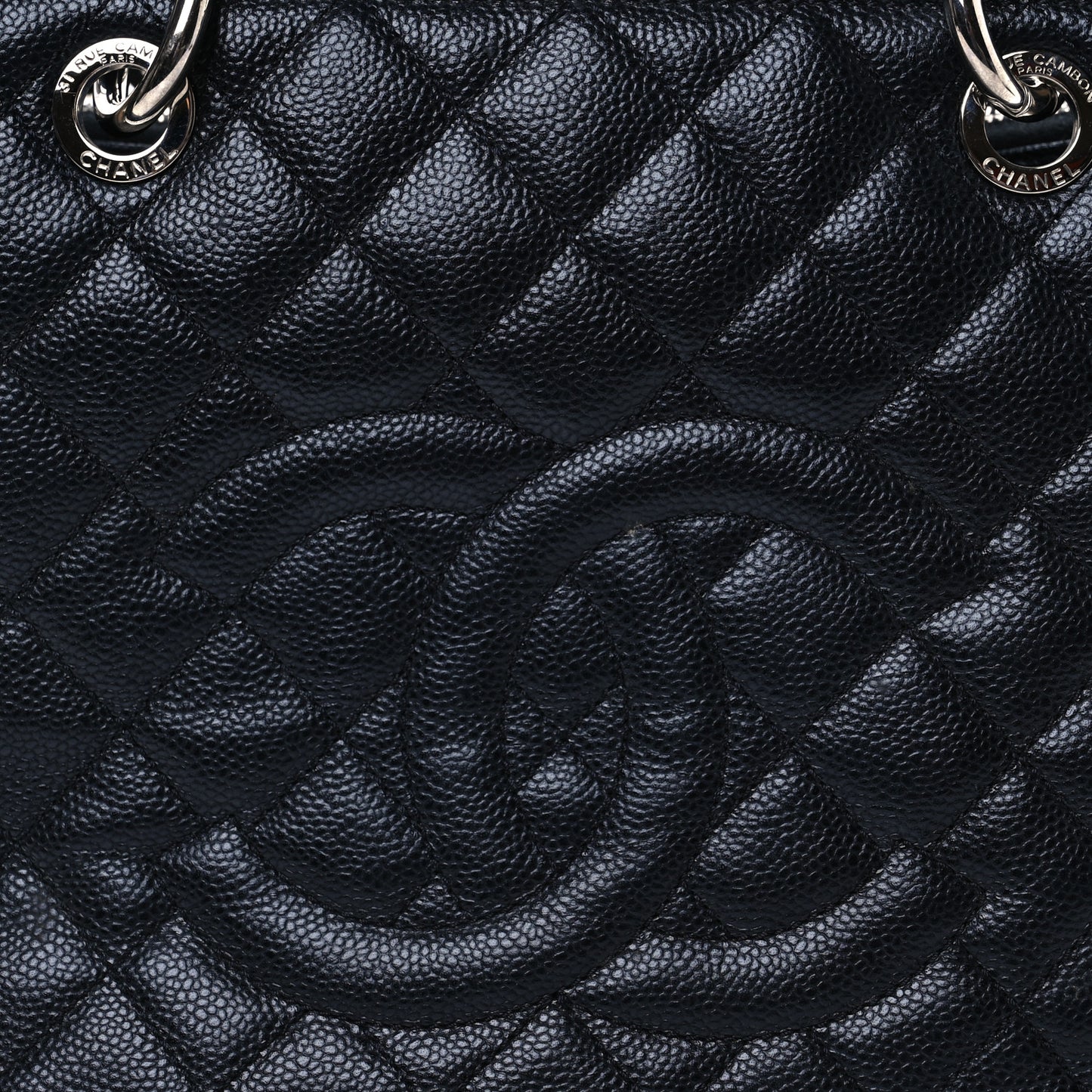 Caviar Quilted Grand Shopping Tote GST Dark Navy Blue