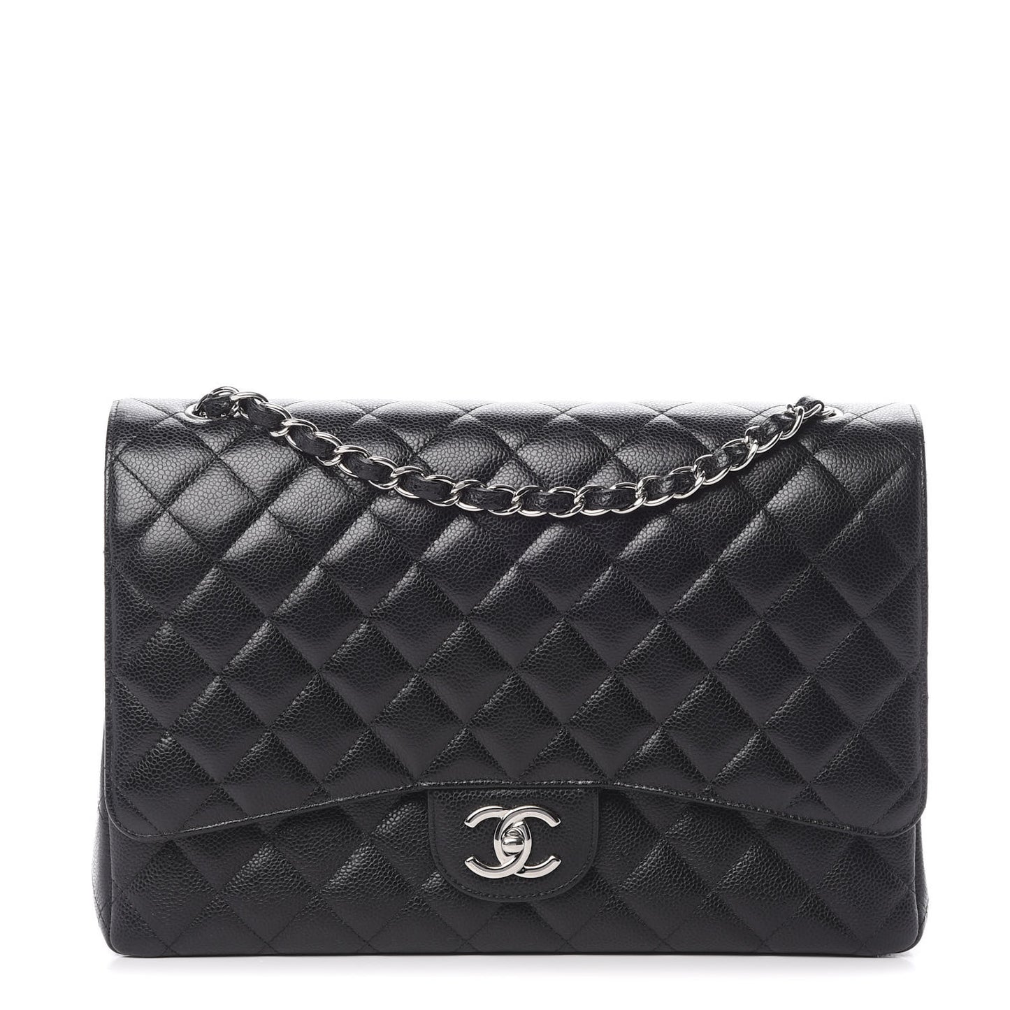 Caviar Quilted Maxi Double Flap Black