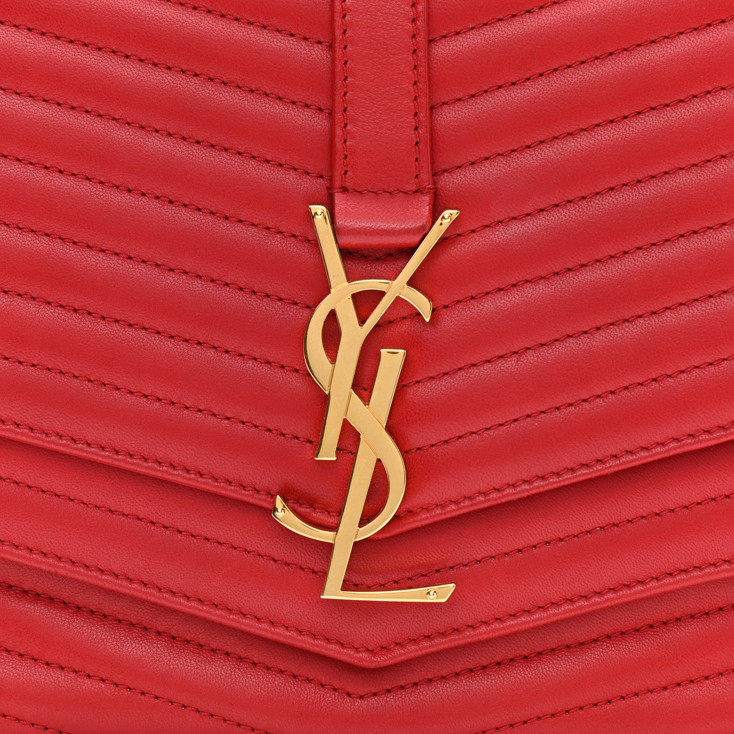 Saint Laurent Lambskin Matelasse Chevron Monogram Medium Sulpice Bag Red 8 of 12