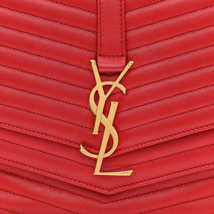 Saint Laurent Lambskin Matelasse Chevron Monogram Medium Sulpice Bag Red 8 of 12