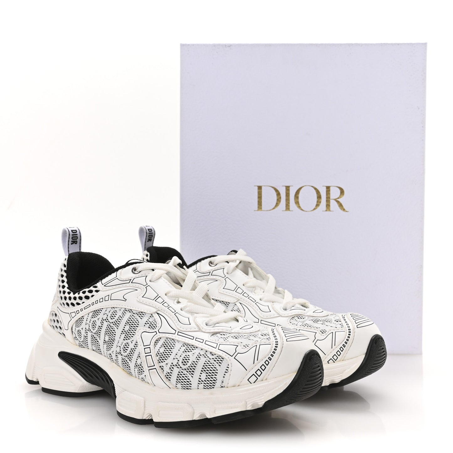 Technical Fabric Mesh Oblique Dior Vibe Sneakers  38 White Black