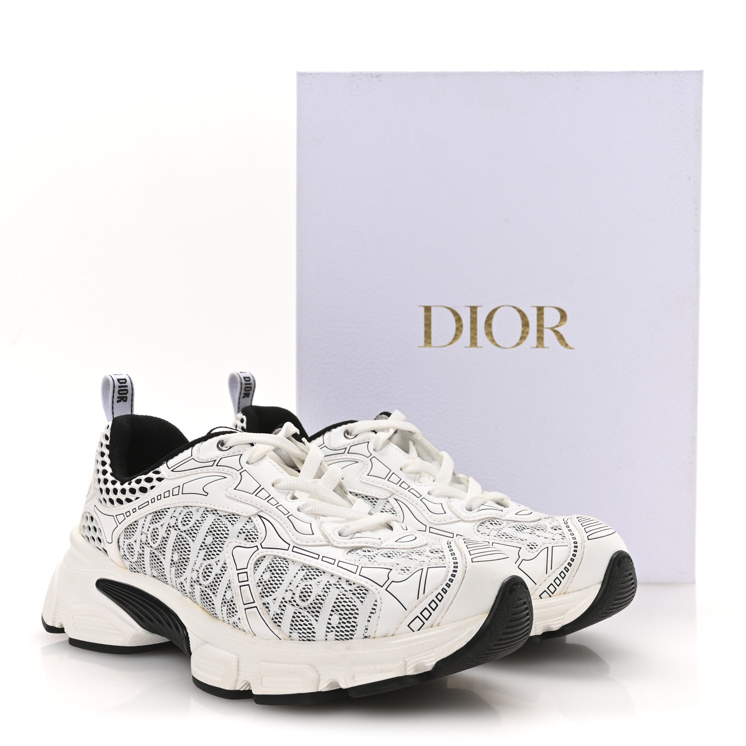 Christian Dior Technical Fabric Mesh Oblique Dior Vibe Sneakers  38 White Black 9 of 9