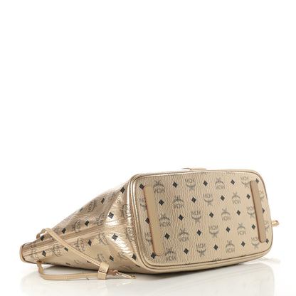 MCM Metallic Visetos Medium Liz Reversible Shopper Tote Gold 7 of 16