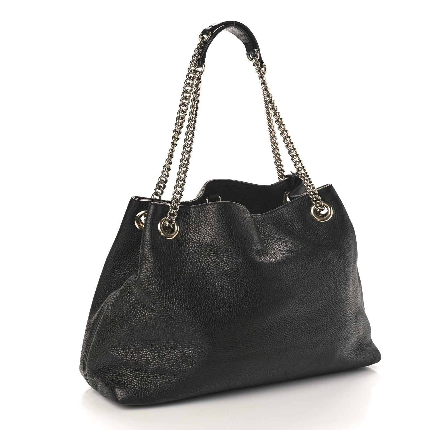 Gucci Pebbled Calfskin Medium Soho Chain Shoulder Bag Black 2 of 12