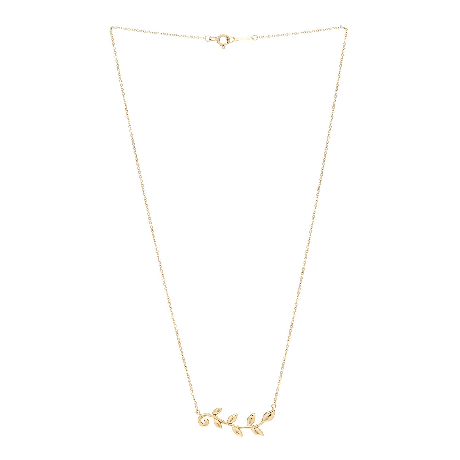 Tiffany 18K Yellow Gold Paloma Picasso Olive Leaf Vine Pendant Necklace 3 of 5