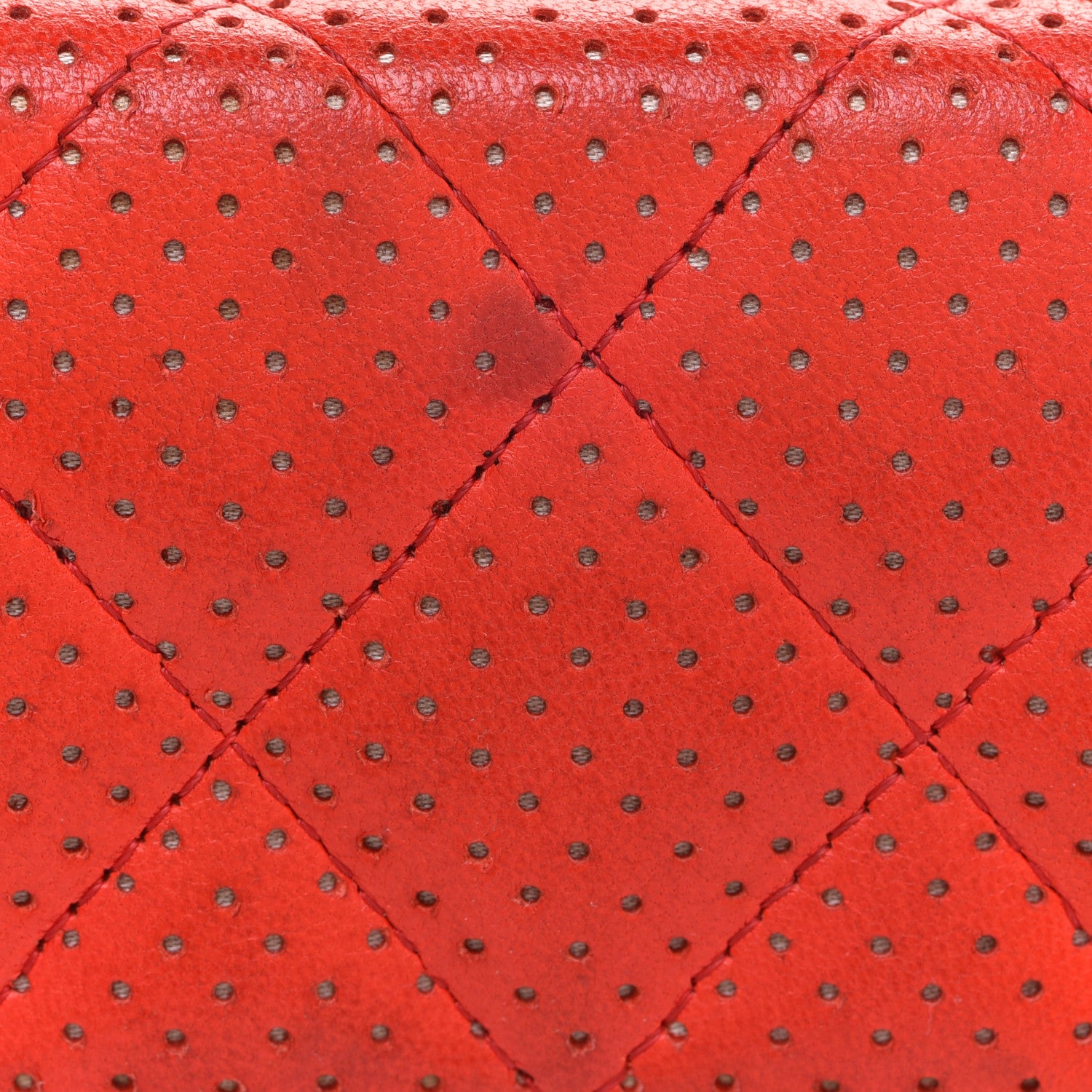 Chanel Perforated Lambskin Quilted Flap Wallet Red 13 of 16