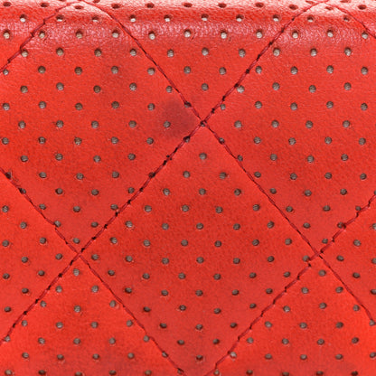 Chanel Perforated Lambskin Quilted Flap Wallet Red 13 of 16