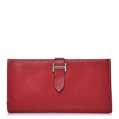 Hermes Chevre Mysore Bearn Gusset Wallet Rouge Casaque 1 of 12