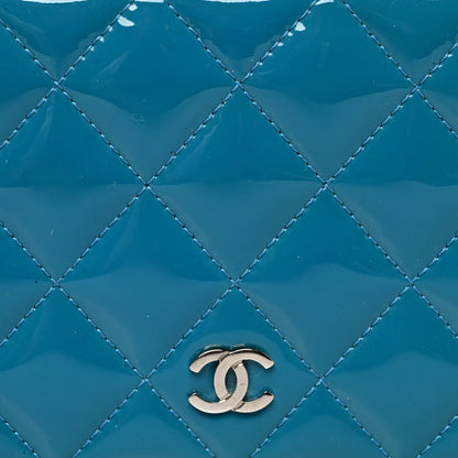 Chanel Patent Calfskin Quilted Yen Wallet Blue 9 of 11