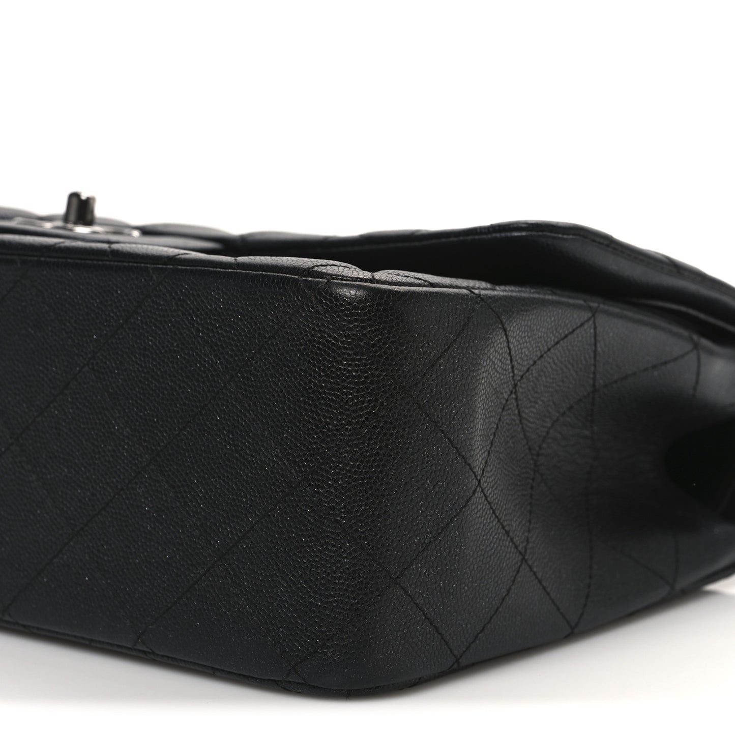 Iridescent Caviar Quilted Jumbo Double Flap Black