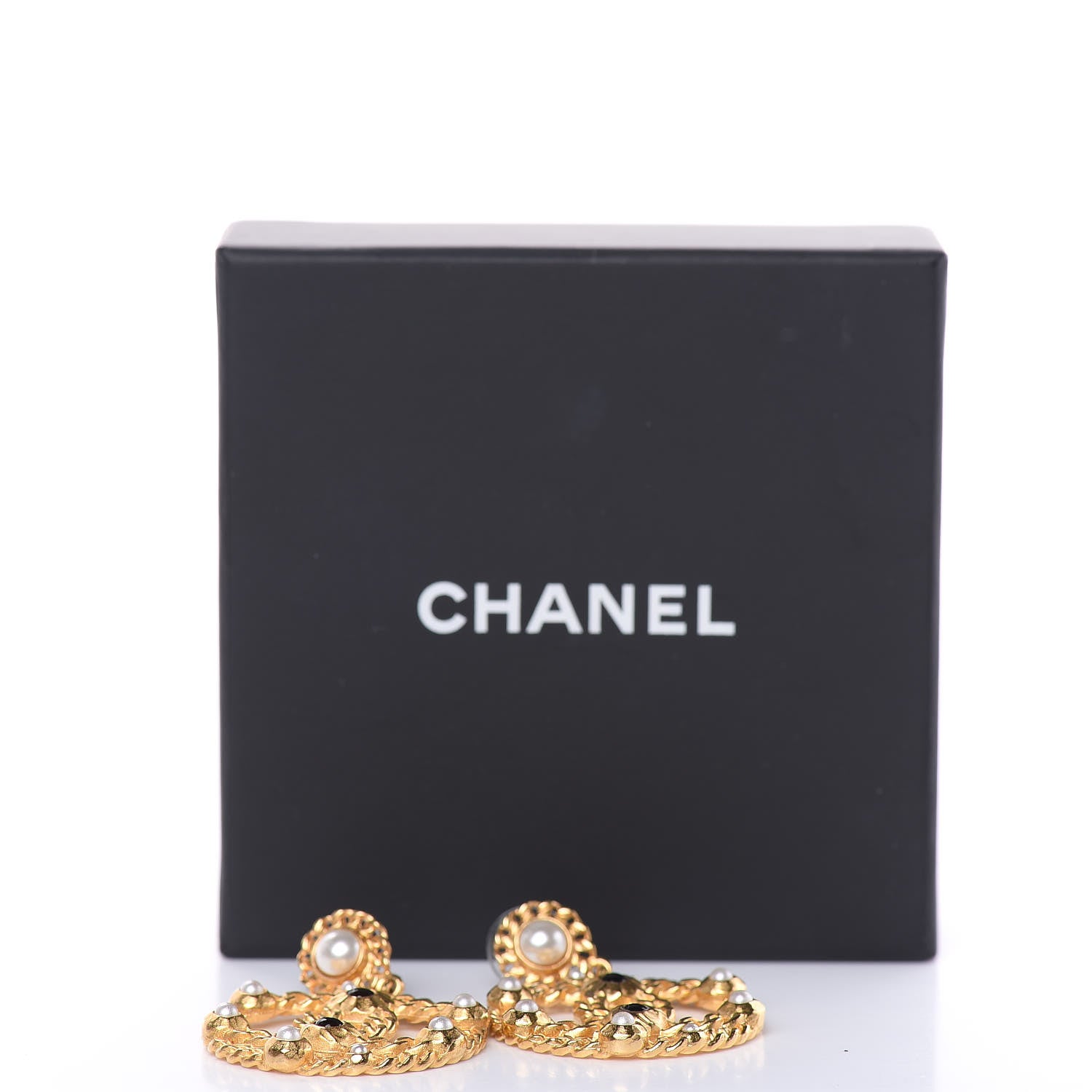 Chanel Pearl Gripoix CC Chain Drop Earrings Gold 8 of 8