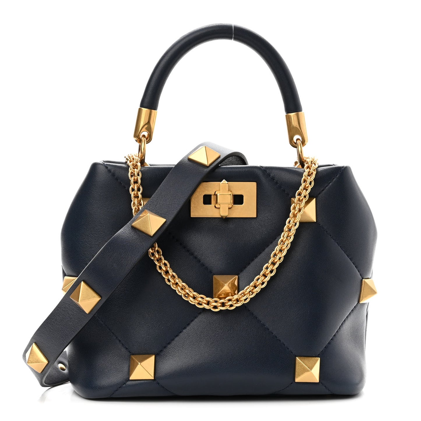 Nappa Small Roman Stud The Handle Bag Navy