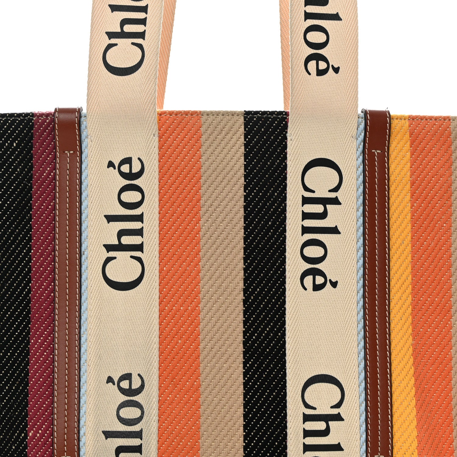 Chloe Cotton Calfskin Medium Woody Striped Tote Multicolor 8 of 13