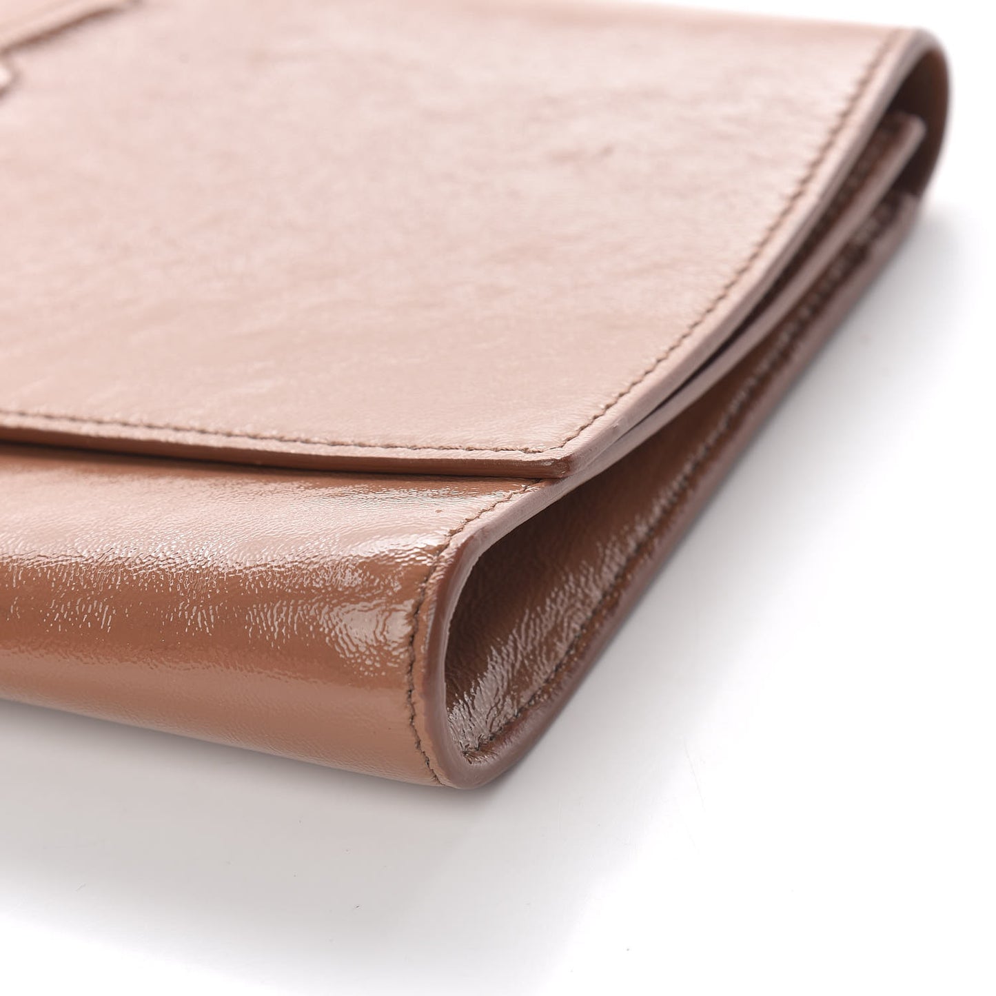 Textured Patent Calfskin Large Belle De Jour Clutch Nude
