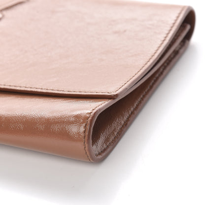Saint Laurent Textured Patent Calfskin Large Belle De Jour Clutch Nude 9 of 12