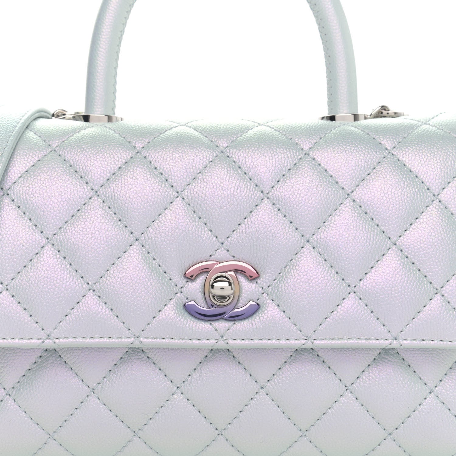 Chanel Iridescent Caviar Quilted Mini Coco Handle Flap Light Blue 8 of 10