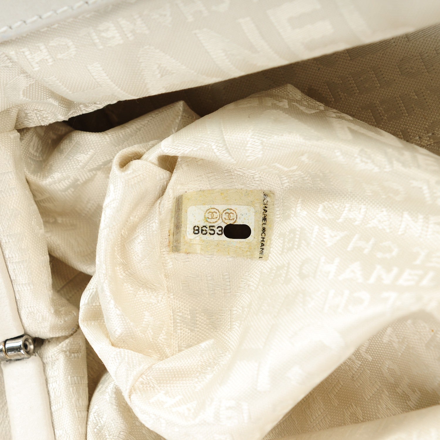 Chanel Lambskin Chain Fringe Handbag White 6 of 6